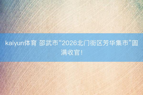kaiyun体育 邵武市“2026北门街区芳华集市”圆满收官！