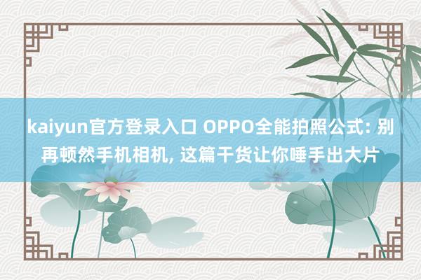 kaiyun官方登录入口 OPPO全能拍照公式: 别再顿然手机相机, 这篇干货让你唾手出大片