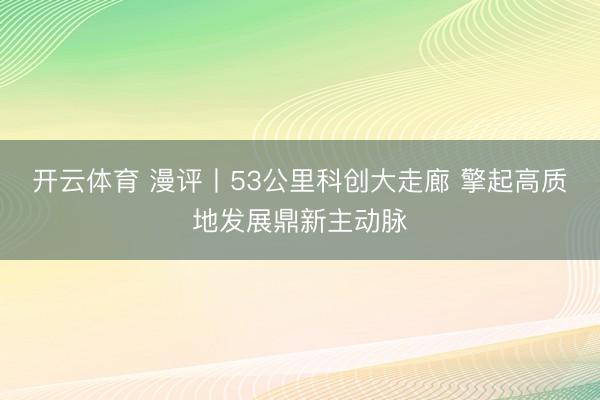 开云体育 漫评丨53公里科创大走廊 擎起高质地发展鼎新主动脉