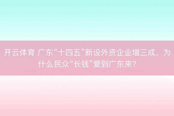 开云体育 广东“十四五”新设外资企业增三成,为什么民众“长钱”爱到广东来?