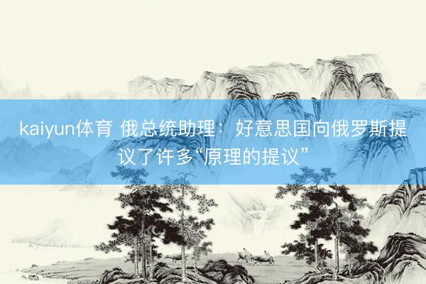 kaiyun体育 俄总统助理：好意思国向俄罗斯提议了许多“原理的提议”
