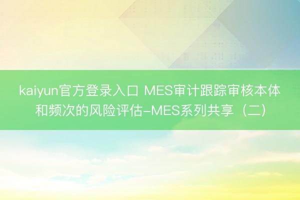 kaiyun官方登录入口 MES审计跟踪审核本体和频次的风险评估-MES系列共享（二）