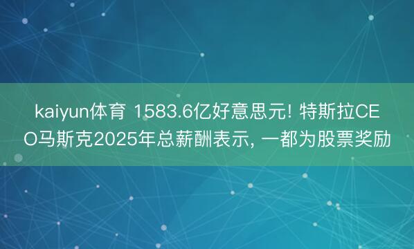 kaiyun体育 1583.6亿好意思元! 特斯拉CEO马斯克2025年总薪酬表示， 一都为股票奖励