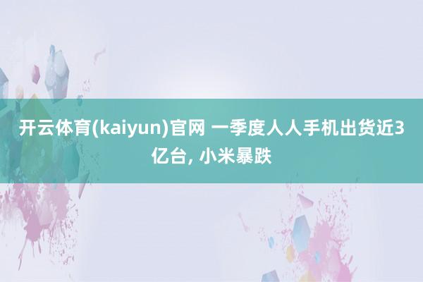 开云体育(kaiyun)官网 一季度人人手机出货近3亿台， 小米暴跌