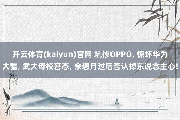 开云体育(kaiyun)官网 坑惨OPPO， 惊坏华为大疆， 武大母校窘态， 余想月过后否认掉东说念主心!