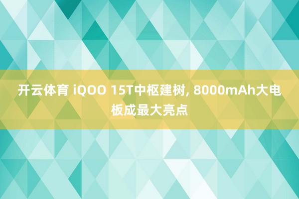 开云体育 iQOO 15T中枢建树, 8000mAh大电板成最大亮点
