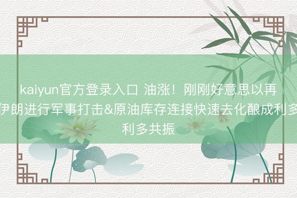 kaiyun官方登录入口 油涨！刚刚好意思以再次对伊朗进行军事打击&原油库存连接快速去化酿成利多共振