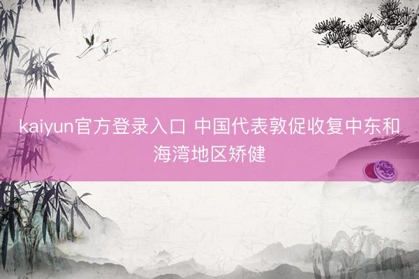 kaiyun官方登录入口 中国代表敦促收复中东和海湾地区矫健