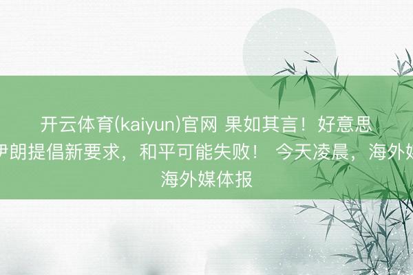 开云体育(kaiyun)官网 果如其言！好意思国对伊朗提倡新要求，和平可能失败！ 今天凌晨，海外媒体报